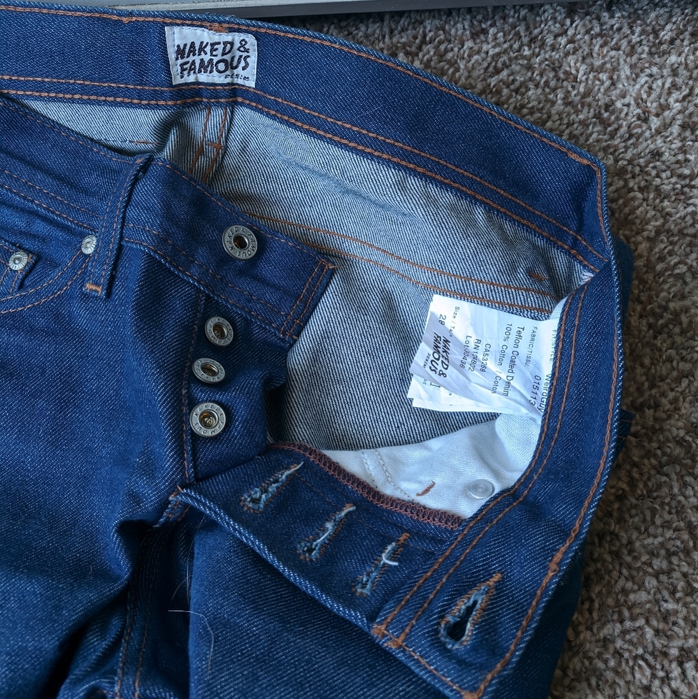 Naked & Famous TEFLON coated waterproof jeans